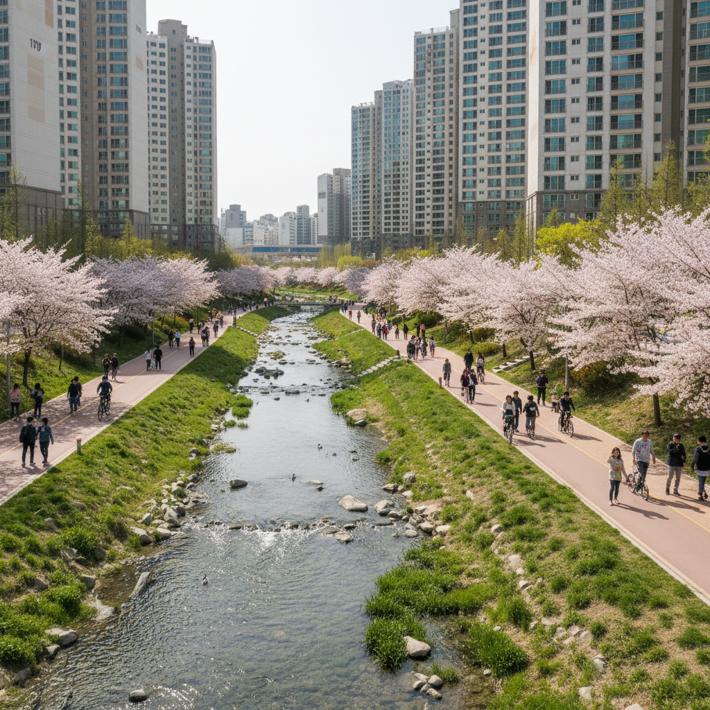 다방천 산책로 - 벚꽃과 함께하는 아름다운 주거환경